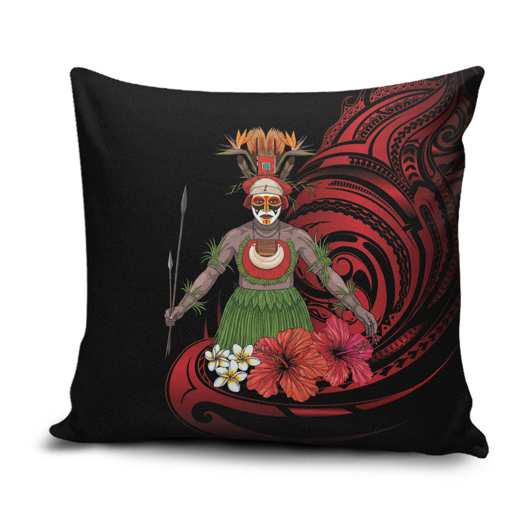 Huli Wigmen Tribe Hela Province Pillow Cover Papua New Guinea Indigenous Pattern LT9 Black - Polynesian Pride