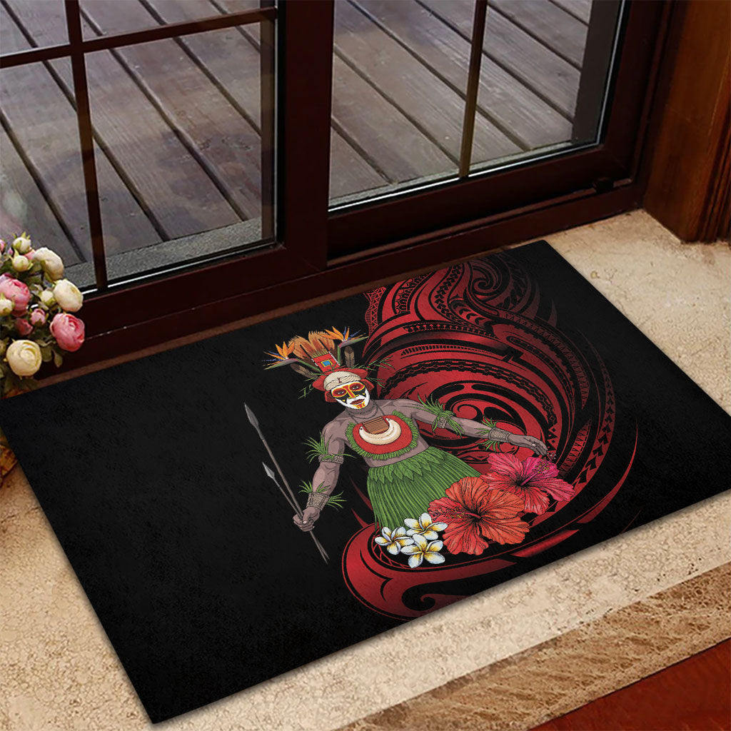 Huli Wigmen Tribe Hela Province Rubber Doormat Papua New Guinea Indigenous Pattern LT9 - Polynesian Pride