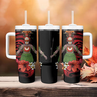 Huli Wigmen Tribe Hela Province Tumbler With Handle Papua New Guinea Indigenous Pattern LT9 - Polynesian Pride