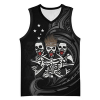 Skeleton Tribe Simbu Province Basketball Jersey Papua New Guinea Indigenous Pattern LT9 Unisex Black - Polynesian Pride