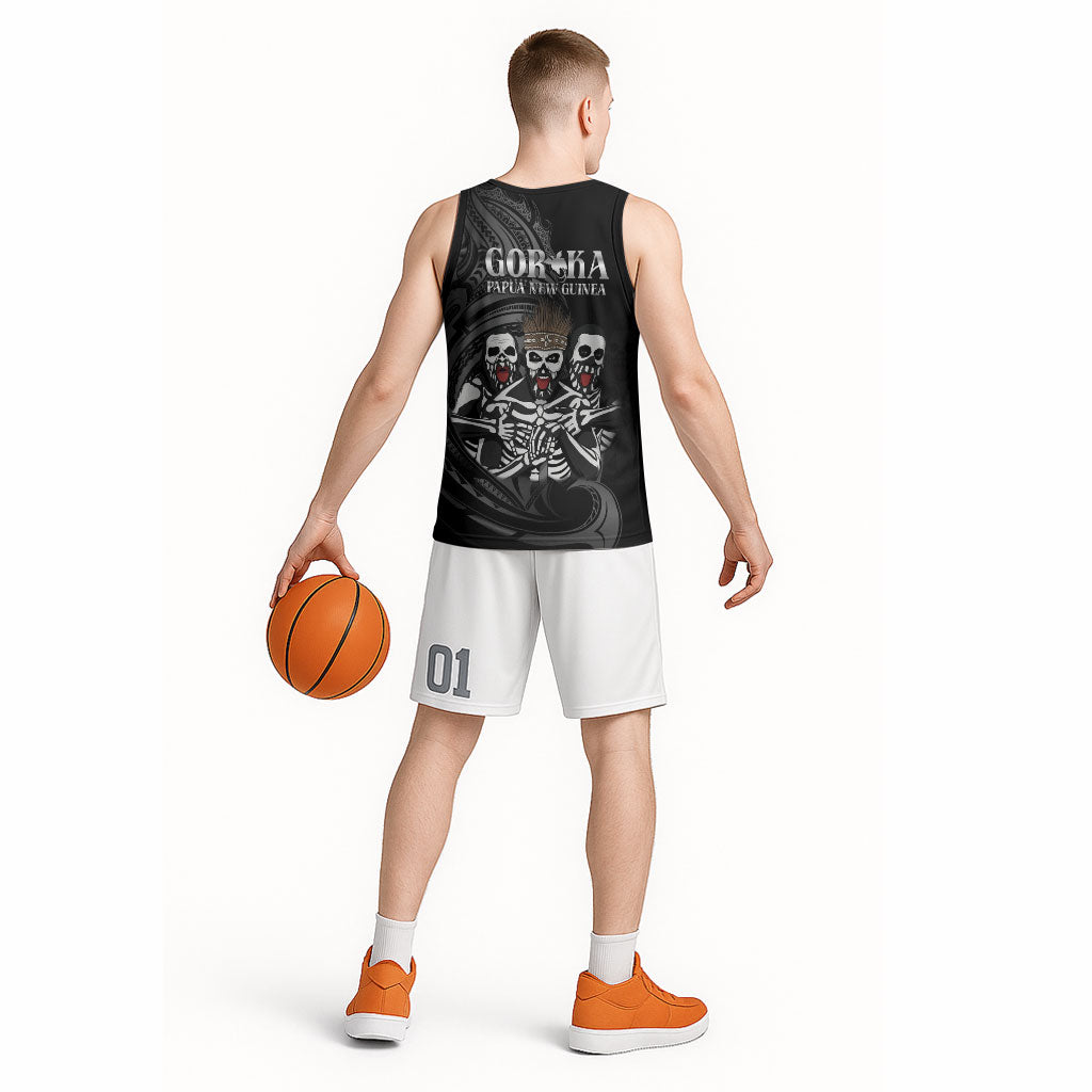 Skeleton Tribe Simbu Province Basketball Jersey Papua New Guinea Indigenous Pattern LT9 - Polynesian Pride