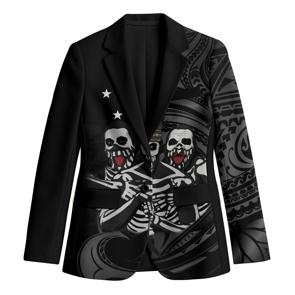 Skeleton Tribe Simbu Province Blazer Papua New Guinea Indigenous Pattern LT9 Unisex Black - Polynesian Pride