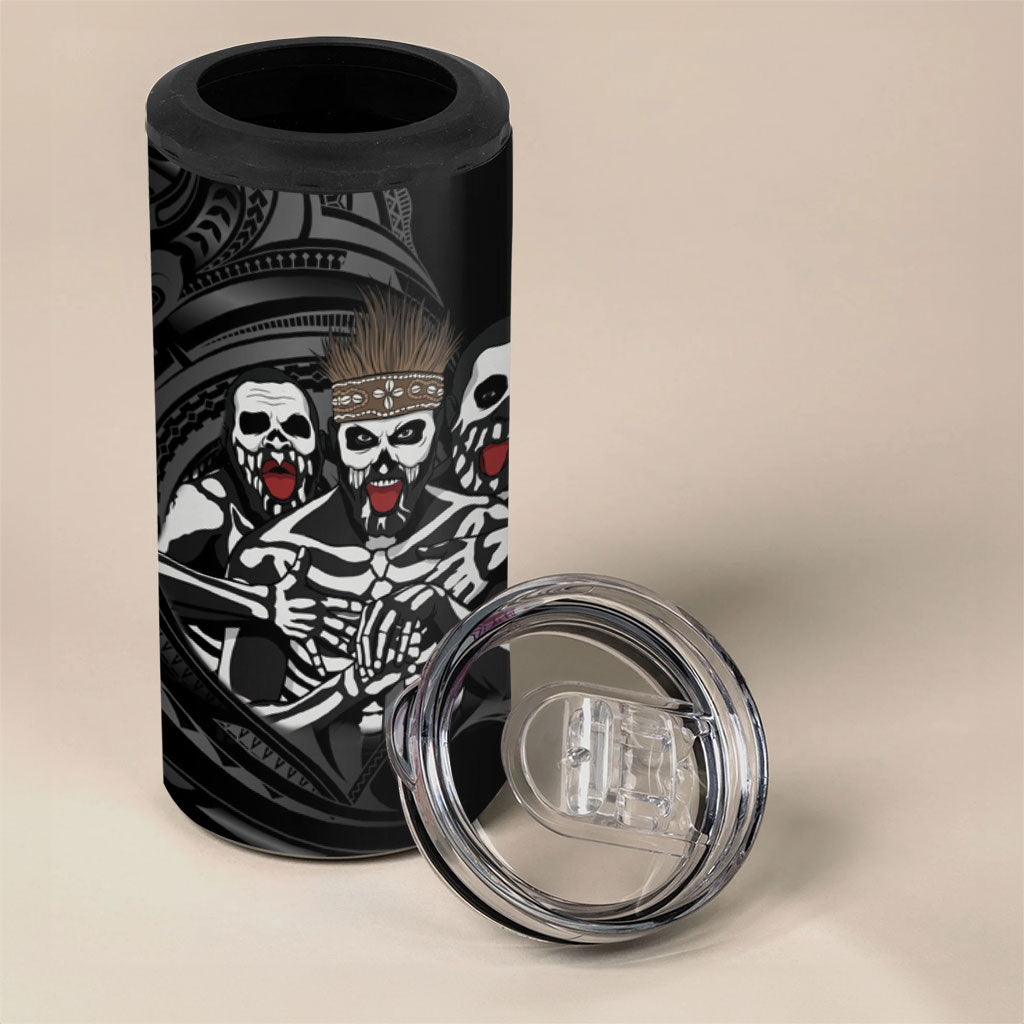 Skeleton Tribe Simbu Province 4 in 1 Can Cooler Tumbler Papua New Guinea Indigenous Pattern LT9 - Polynesian Pride