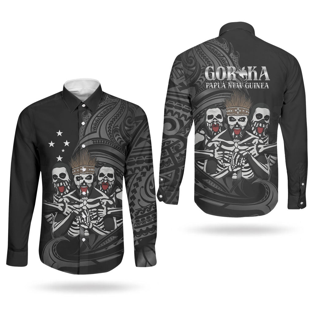 Skeleton Tribe Simbu Province Couples Matching Mermaid Dress and Long Sleeve Button Shirt Papua New Guinea Indigenous Pattern LT9 - Polynesian Pride