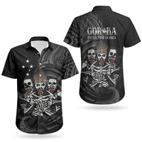 Skeleton Tribe Simbu Province Couples Matching Short Sleeve Bodycon Dress and Hawaiian Shirt Papua New Guinea Indigenous Pattern LT9 - Polynesian Pride