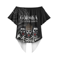 Skeleton Tribe Simbu Province Off Shoulder Wrap Waist Top Papua New Guinea Indigenous Pattern LT9 - Polynesian Pride