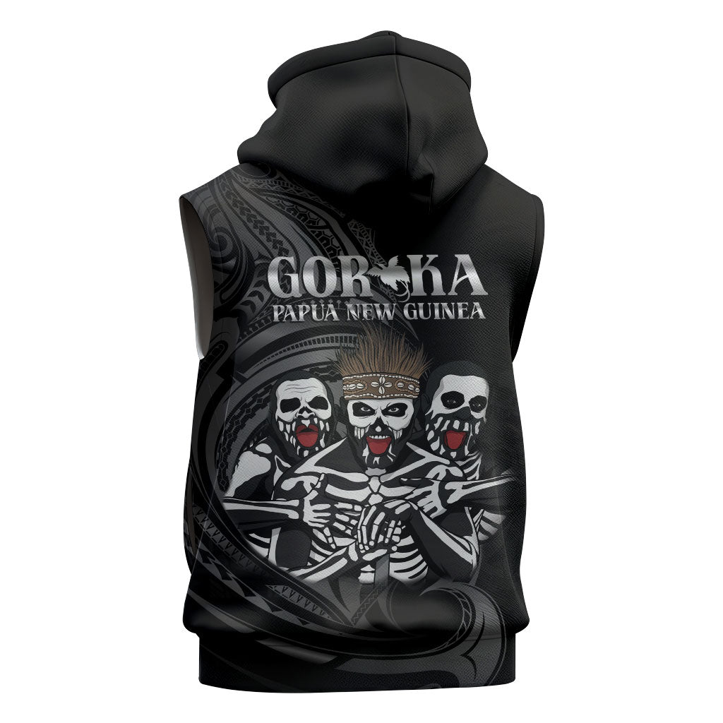 Skeleton Tribe Simbu Province Sleeveless Zip Hoodie Papua New Guinea Indigenous Pattern LT9 - Polynesian Pride