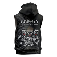 Skeleton Tribe Simbu Province Sleeveless Zip Hoodie Papua New Guinea Indigenous Pattern LT9 - Polynesian Pride
