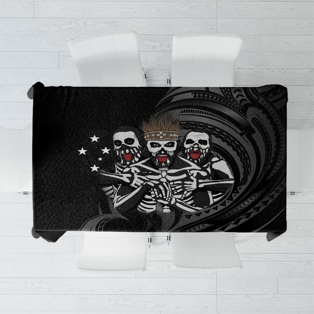 Skeleton Tribe Simbu Province Tablecloth Papua New Guinea Indigenous Pattern LT9 Black - Polynesian Pride