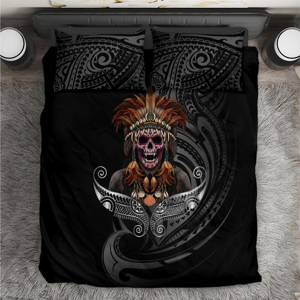 Mokomoko Tribe Eastern Highlands Province Bedding Set Papua New Guinea Indigenous Pattern LT9 Black - Polynesian Pride
