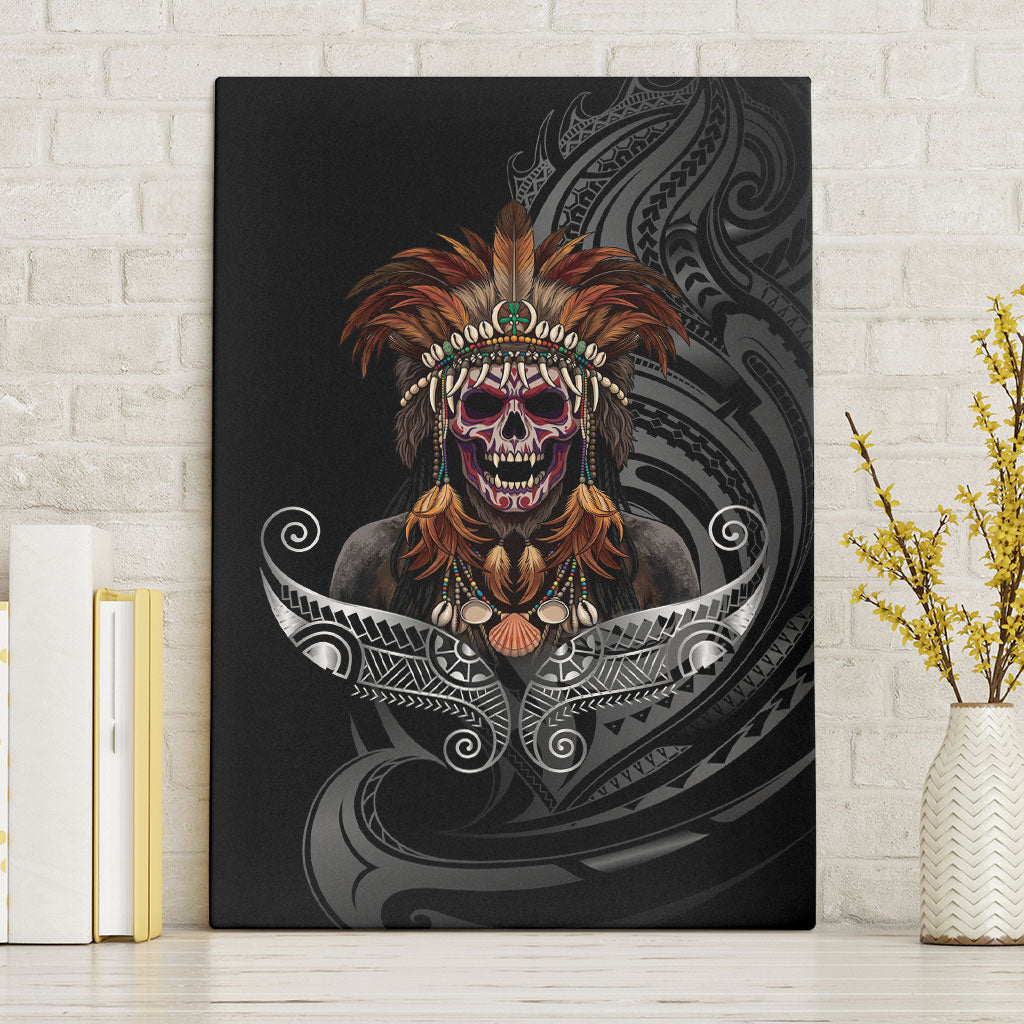 Mokomoko Tribe Eastern Highlands Province Canvas Wall Art Papua New Guinea Indigenous Pattern LT9 Without Frame Black - Polynesian Pride