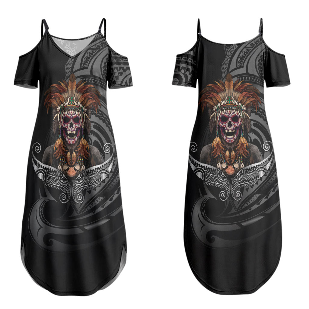 Mokomoko Tribe Eastern Highlands Province Couples Matching Summer Maxi Dress and Hawaiian Shirt Papua New Guinea Indigenous Pattern LT9 - Polynesian Pride