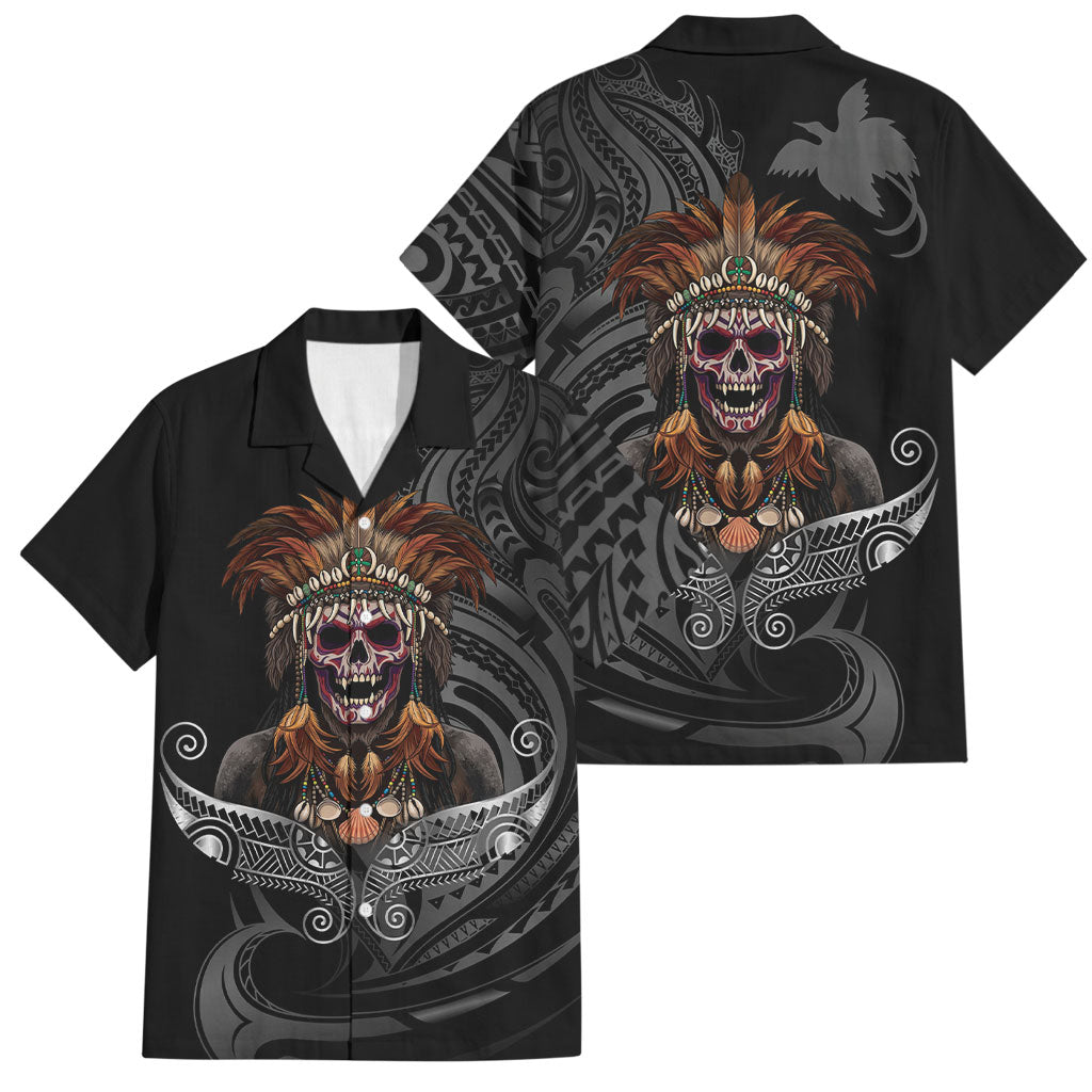 Mokomoko Tribe Eastern Highlands Province Family Matching Long Sleeve Bodycon Dress and Hawaiian Shirt Papua New Guinea Indigenous Pattern LT9 Dad's Shirt - Short Sleeve Black - Polynesian Pride