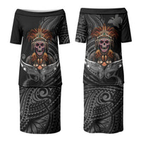 Mokomoko Tribe Eastern Highlands Province Family Matching Puletasi and Hawaiian Shirt Papua New Guinea Indigenous Pattern LT9 Mom's Dress Black - Polynesian Pride