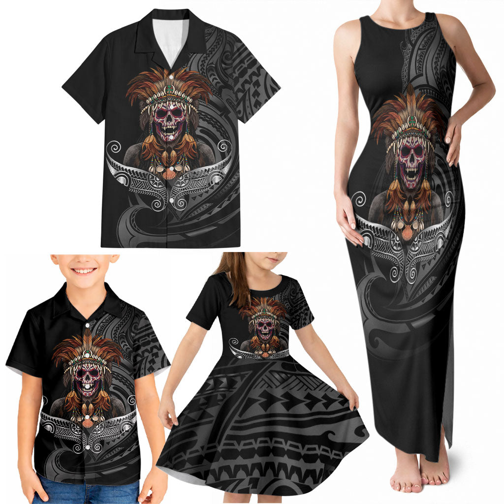Mokomoko Tribe Eastern Highlands Province Family Matching Tank Maxi Dress and Hawaiian Shirt Papua New Guinea Indigenous Pattern LT9 - Polynesian Pride