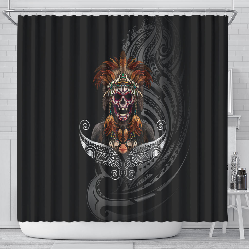 Mokomoko Tribe Eastern Highlands Province Shower Curtain Papua New Guinea Indigenous Pattern LT9 - Polynesian Pride