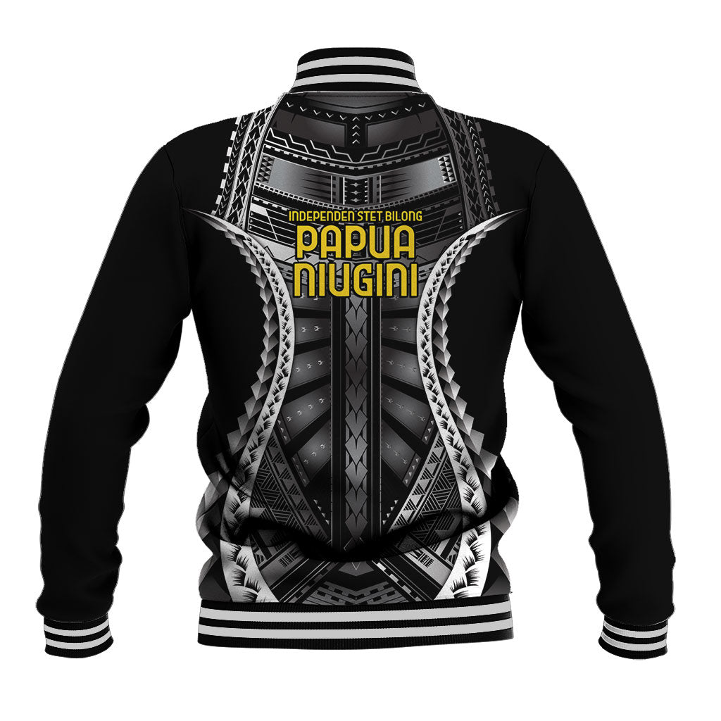 Independen Stet bilong Papua Niugini 1975 Baseball Jacket Black Tribal Papua New Guinea Province Flag LT9 - Polynesian Pride