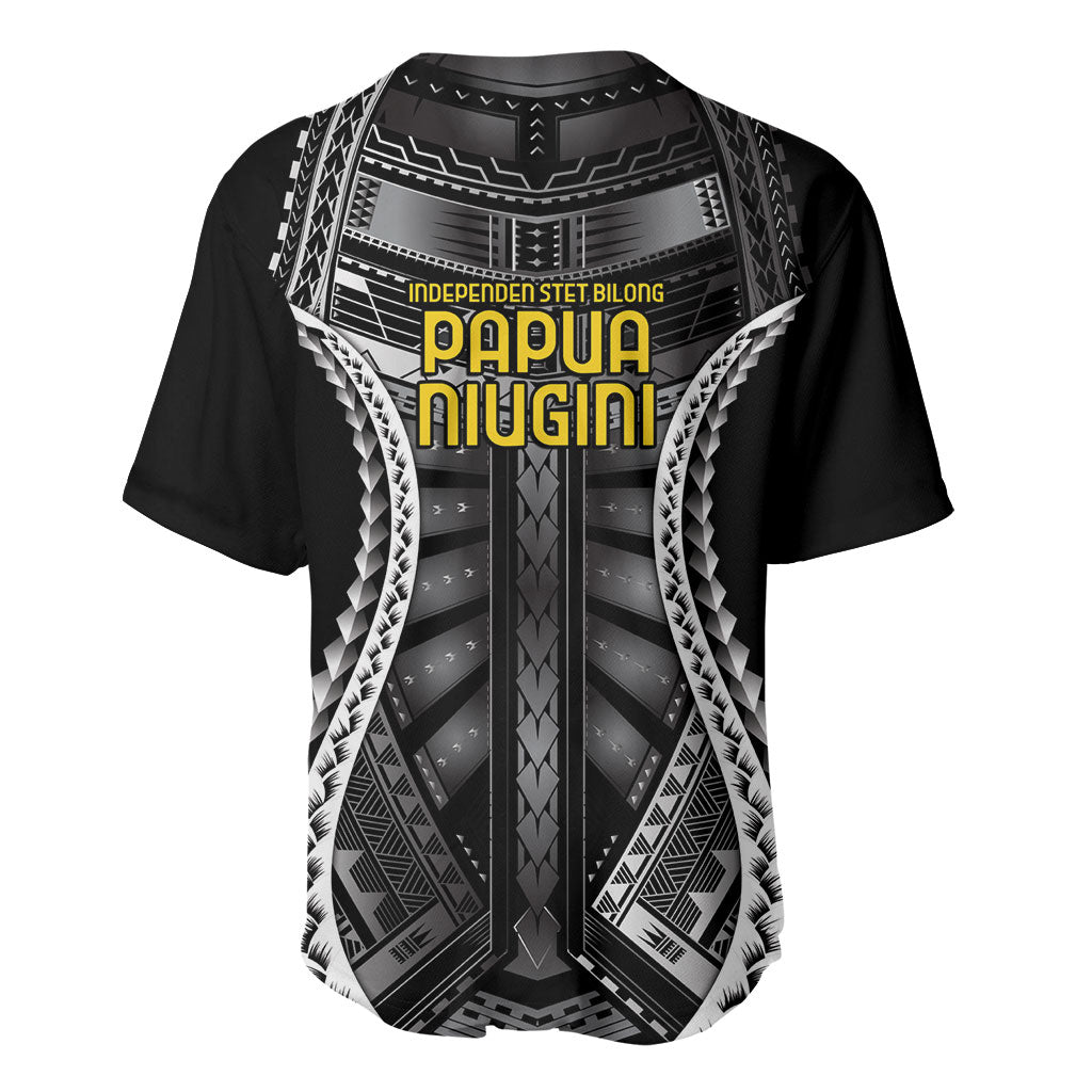 Independen Stet bilong Papua Niugini 1975 Baseball Jersey Black Tribal Papua New Guinea Province Flag LT9 - Polynesian Pride