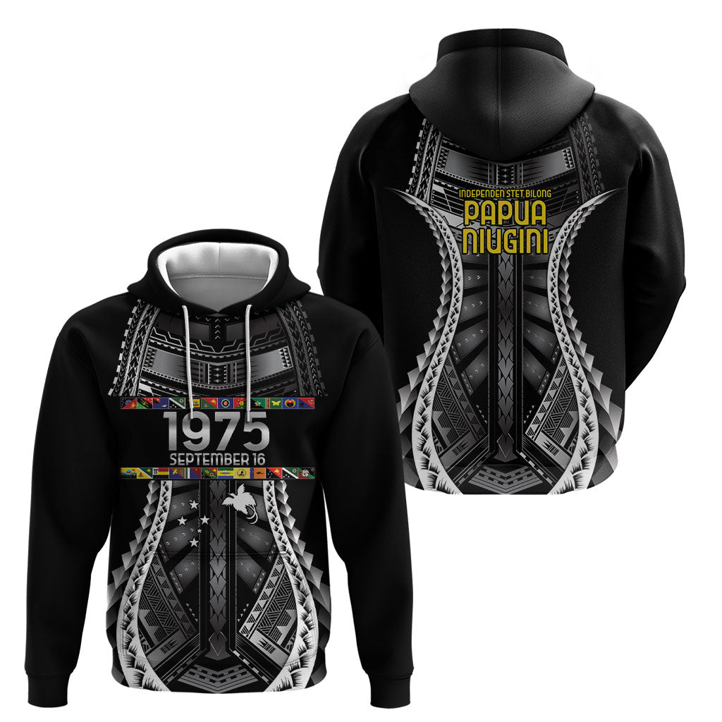 Independen Stet bilong Papua Niugini 1975 Hoodie Black Tribal Papua New Guinea Province Flag LT9 - Polynesian Pride