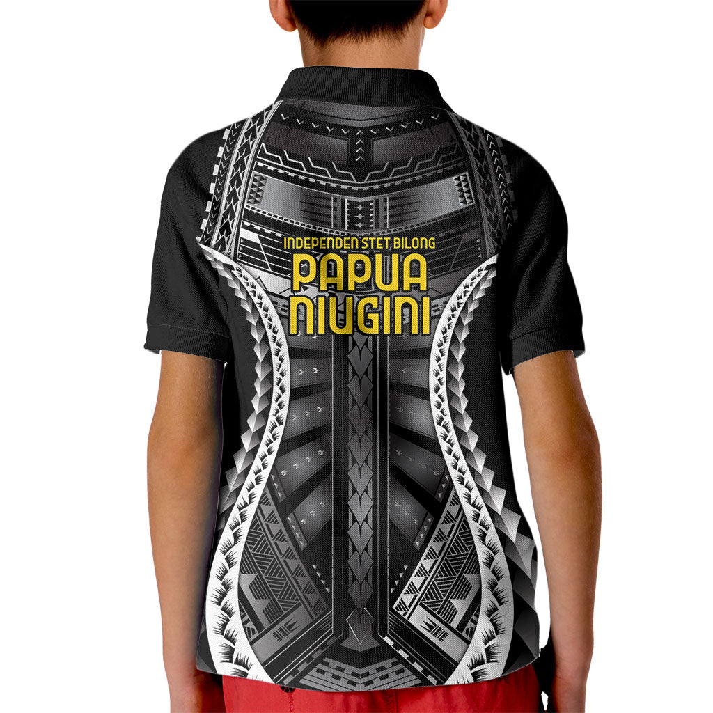 Independen Stet bilong Papua Niugini 1975 Kid Polo Shirt Black Tribal Papua New Guinea Province Flag LT9 - Polynesian Pride