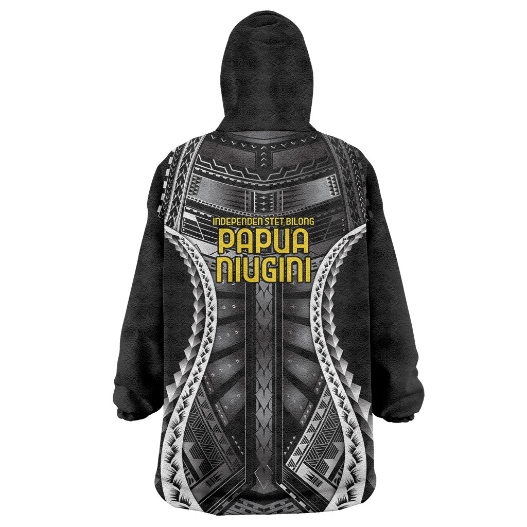Independen Stet bilong Papua Niugini 1975 Wearable Blanket Hoodie Black Tribal Papua New Guinea Province Flag LT9 - Polynesian Pride