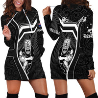 New Zealand Aotearoa Rugby Hoodie Dress Black Fern Maori Tribal Sporty Style LT9 - Polynesian Pride