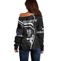 New Zealand Aotearoa Rugby Off Shoulder Sweater Black Fern Maori Tribal Sporty Style LT9 - Polynesian Pride