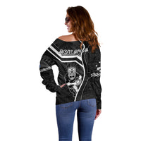 New Zealand Aotearoa Rugby Off Shoulder Sweater Black Fern Maori Tribal Sporty Style LT9 - Polynesian Pride