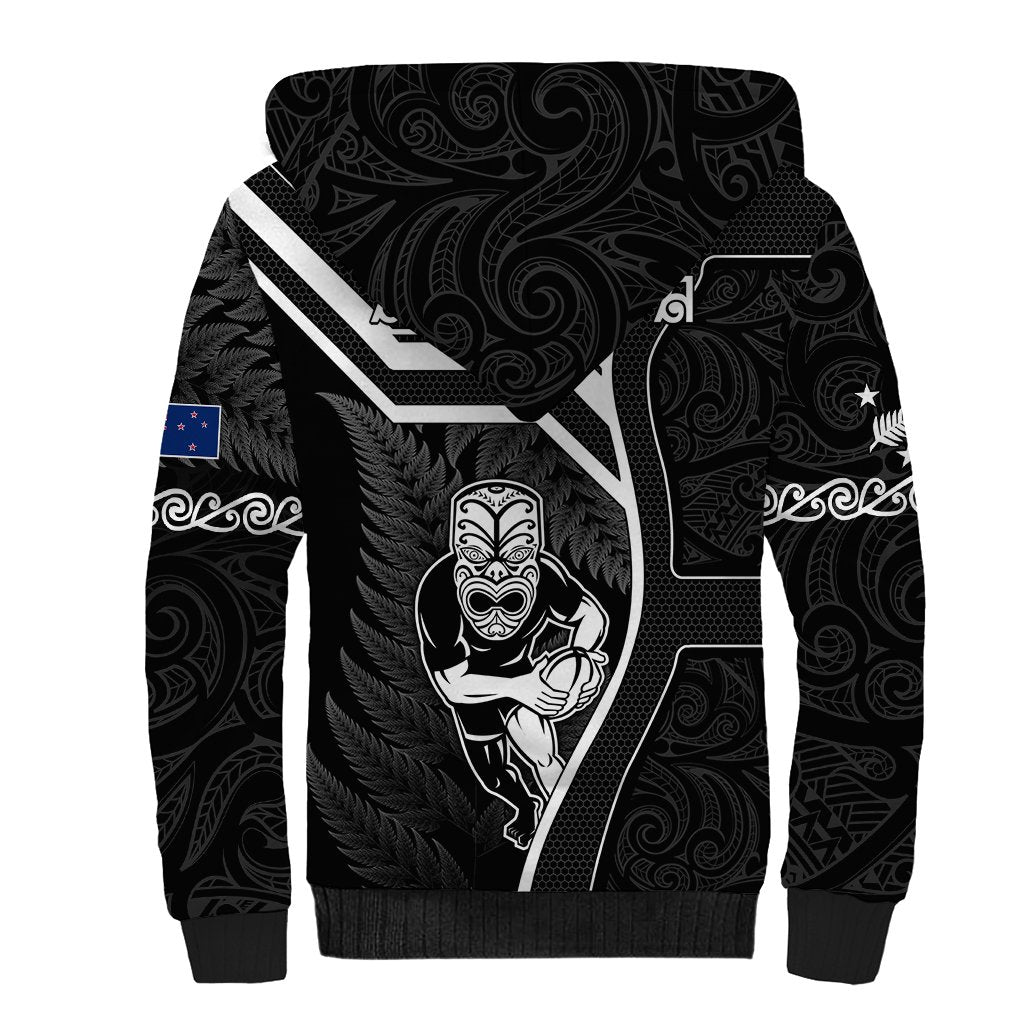 New Zealand Aotearoa Rugby Sherpa Hoodie Black Fern Maori Tribal Sporty Style LT9 - Polynesian Pride