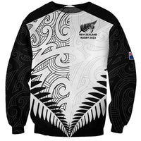 Custom New Zealand Rugby Sweatshirt Proud Aoteroa Stylised Maori Koru LT9 Unisex Black - Polynesian Pride