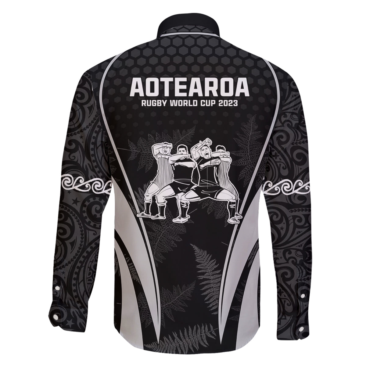 New Zealand Aotearoa Rugby Family Matching Off Shoulder Maxi Dress and Hawaiian Shirt Haka Dance Mixed Silver Fern Sporty Style LT9 - Polynesian Pride