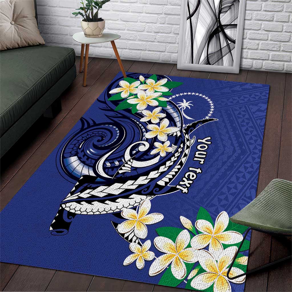 FSM Chuuk State Polynesian Shark Tattoo Personalised Area Rug LT9 Blue - Polynesian Pride