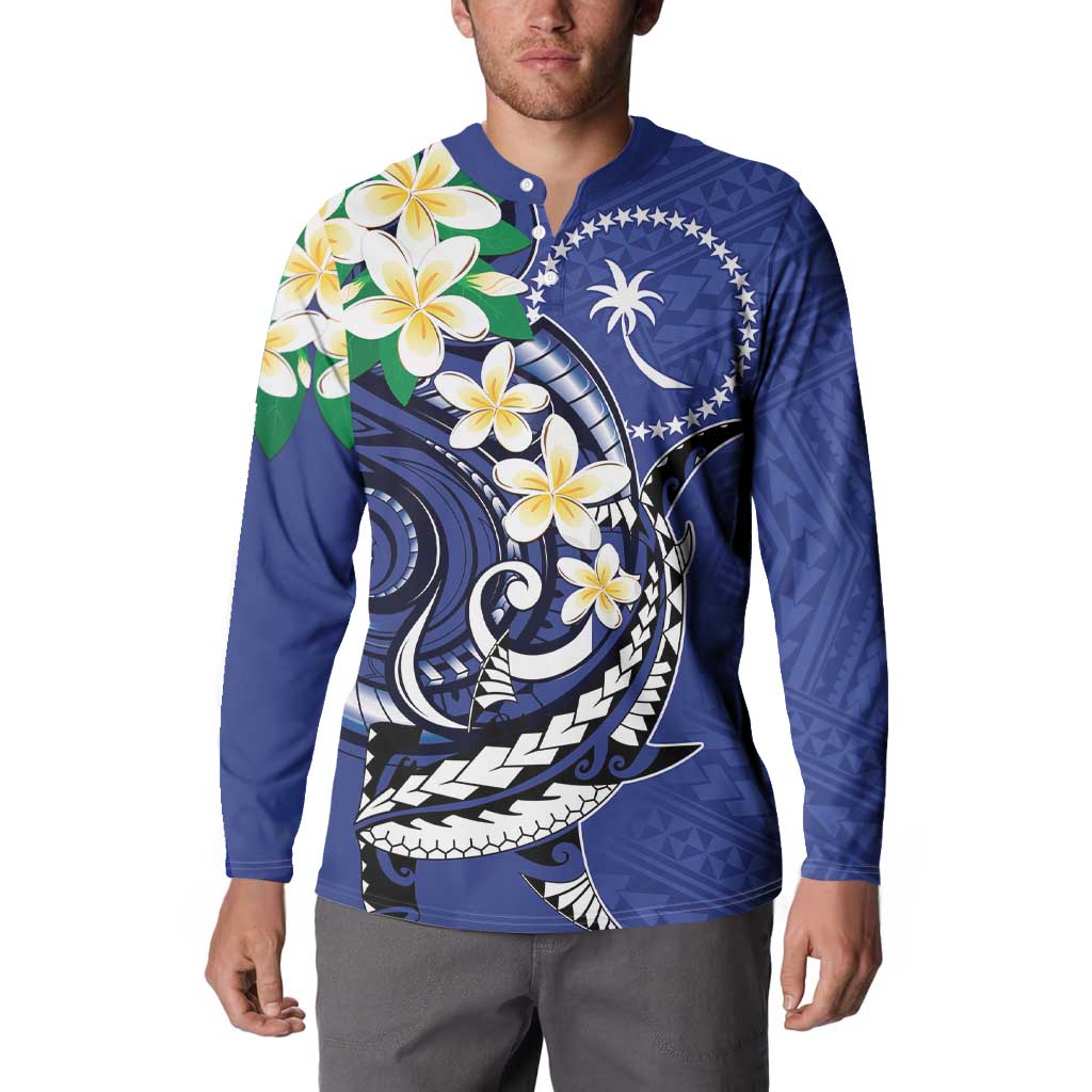 FSM Chuuk State Polynesian Shark Tattoo Personalised Button Sweatshirt LT9 - Polynesian Pride