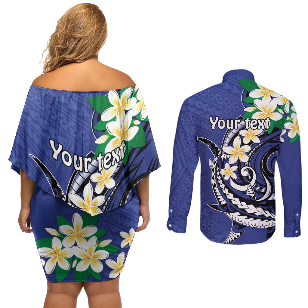 FSM Chuuk State Polynesian Shark Tattoo Personalised Couples Matching Off Shoulder Short Dress and Long Sleeve Button Shirt LT9 - Polynesian Pride