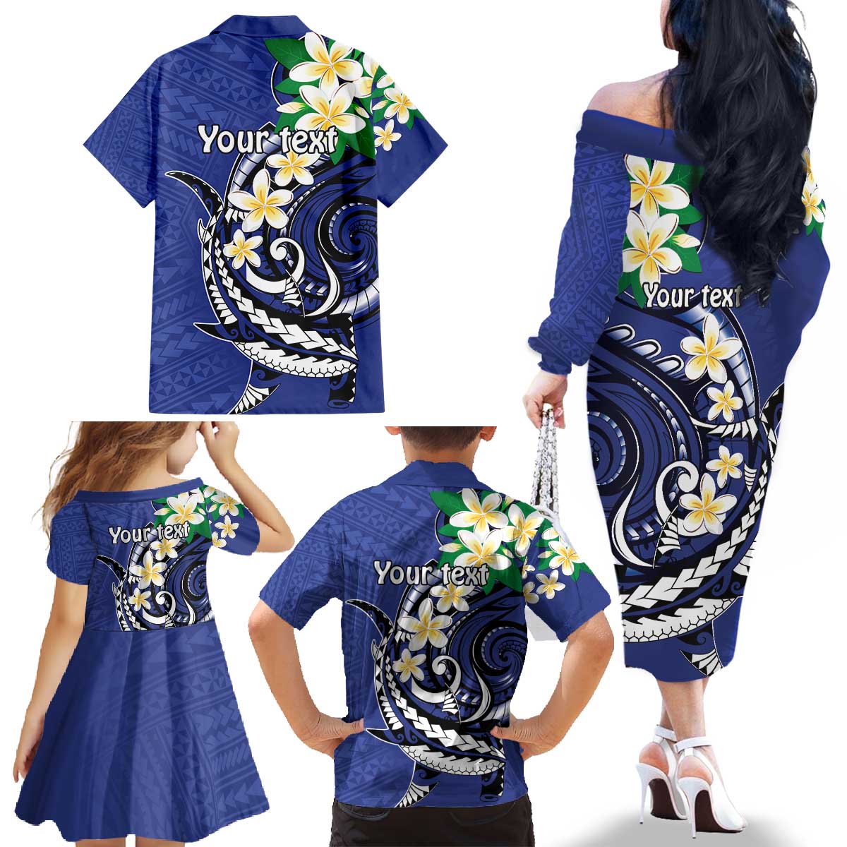 FSM Chuuk State Polynesian Shark Tattoo Personalised Family Matching Off The Shoulder Long Sleeve Dress and Hawaiian Shirt LT9 - Polynesian Pride