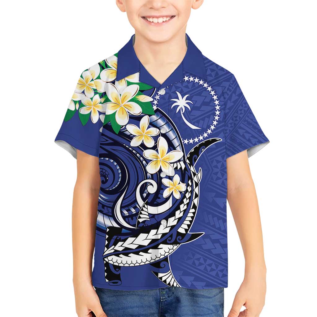 FSM Chuuk State Polynesian Shark Tattoo Personalised Family Matching Tank Maxi Dress and Hawaiian Shirt LT9 Son's Shirt Blue - Polynesian Pride