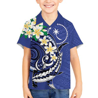 FSM Chuuk State Polynesian Shark Tattoo Personalised Family Matching Tank Maxi Dress and Hawaiian Shirt LT9 Son's Shirt Blue - Polynesian Pride