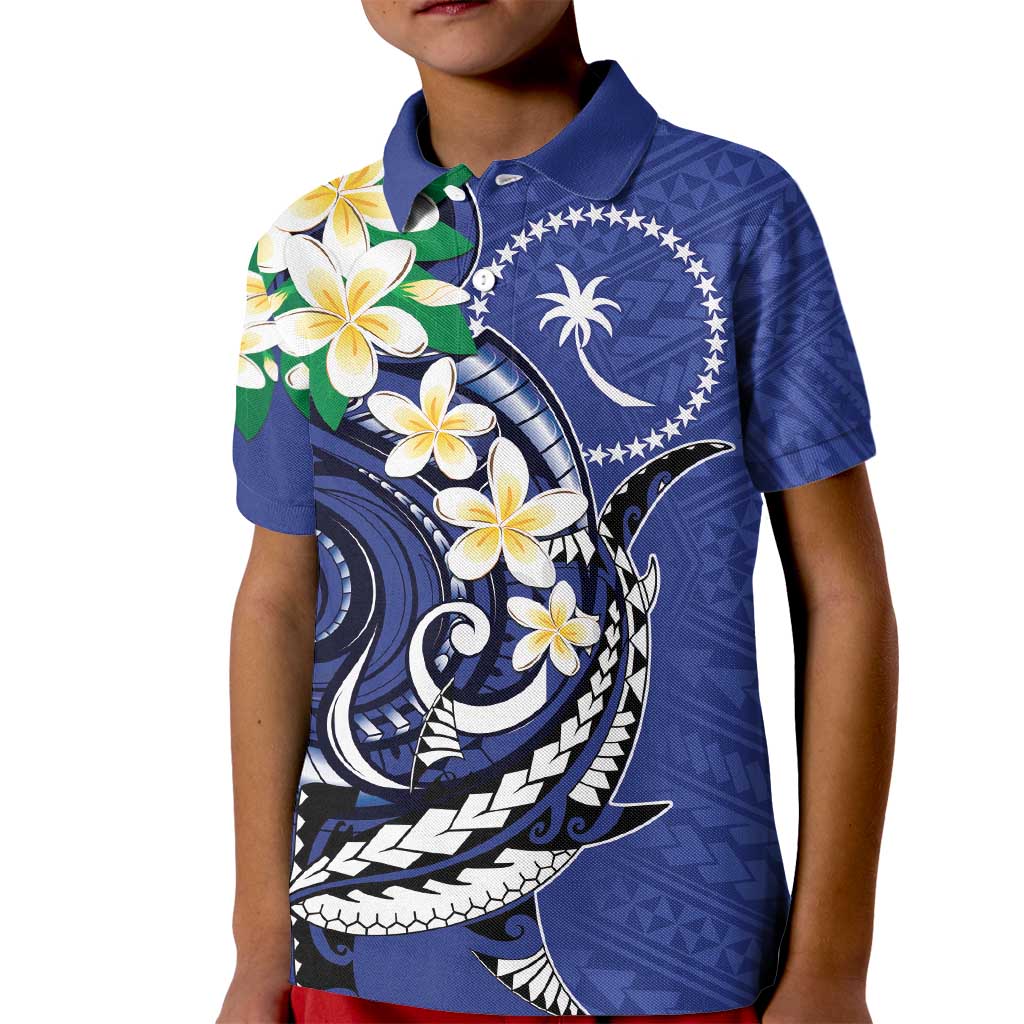 FSM Chuuk State Polynesian Shark Tattoo Personalised Kid Polo Shirt LT9 Kid Blue - Polynesian Pride