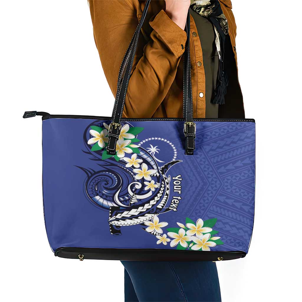 FSM Chuuk State Polynesian Shark Tattoo Personalised Leather Tote Bag LT9 - Polynesian Pride