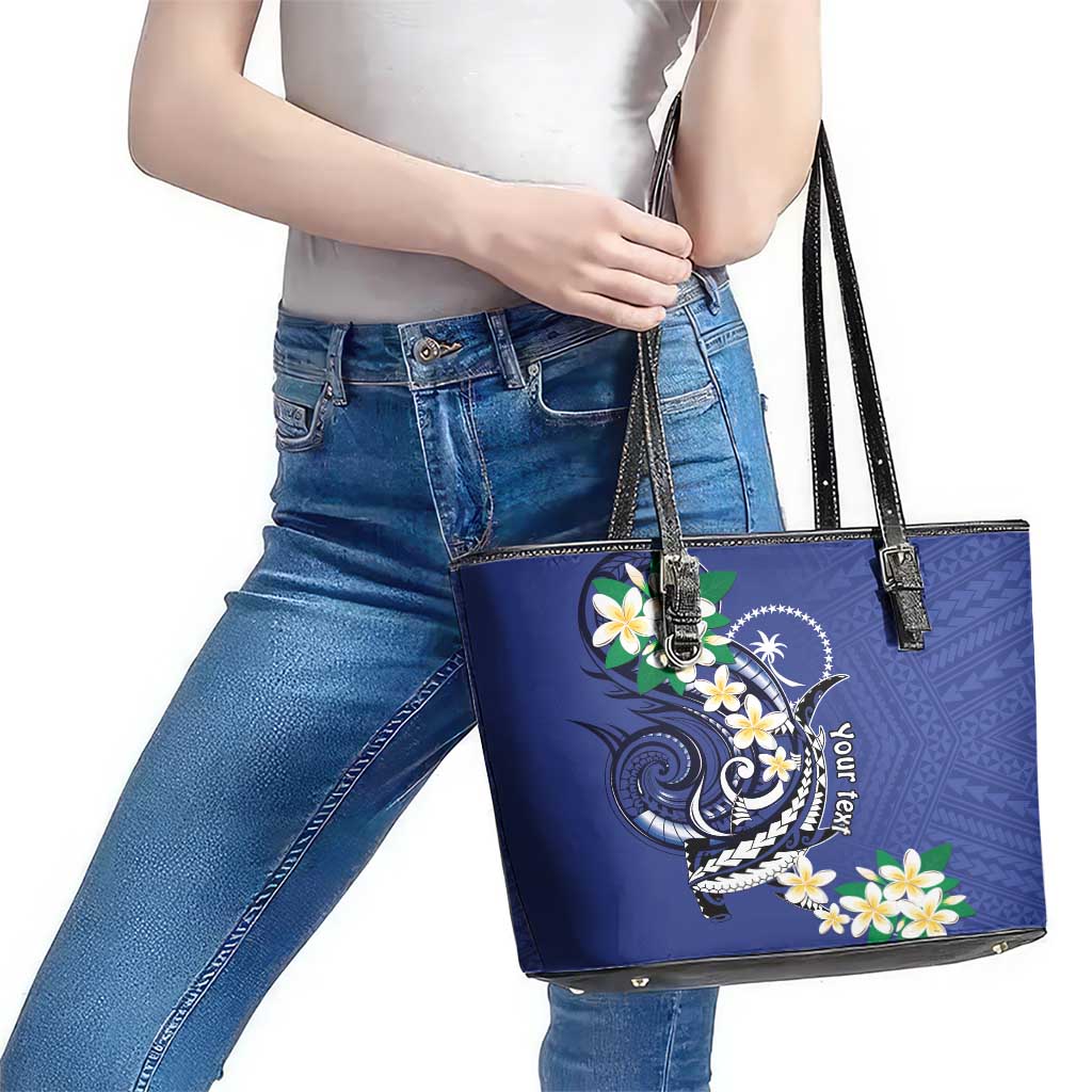 FSM Chuuk State Polynesian Shark Tattoo Personalised Leather Tote Bag LT9 - Polynesian Pride