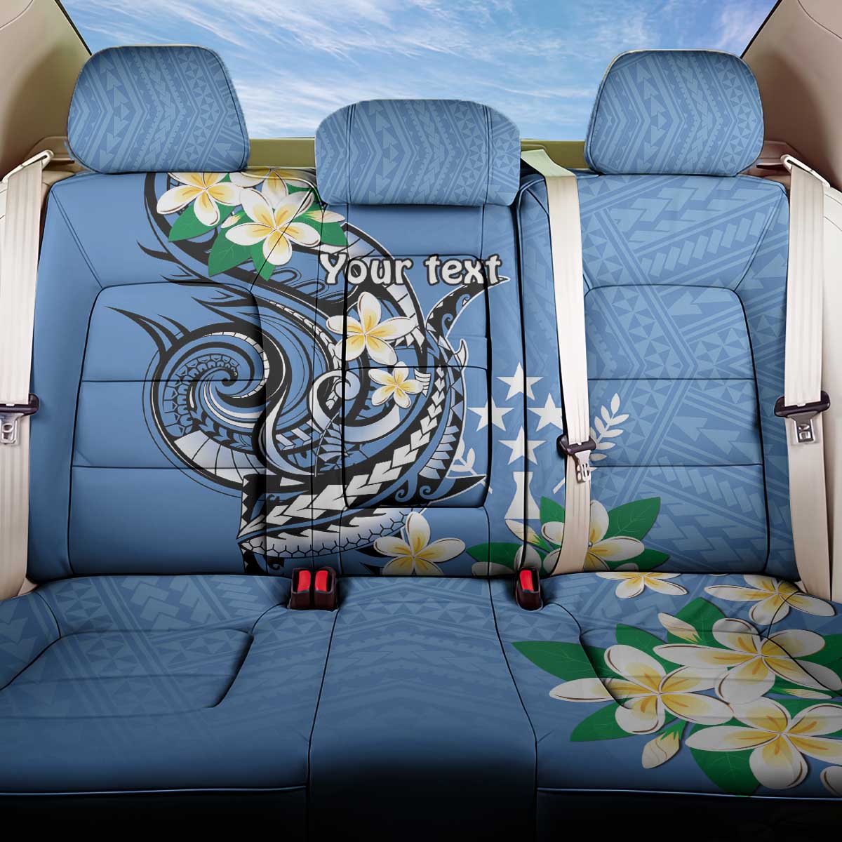 FSM Kosrae Polynesian Shark Tattoo Personalised Back Car Seat Cover LT9 One Size Blue - Polynesian Pride