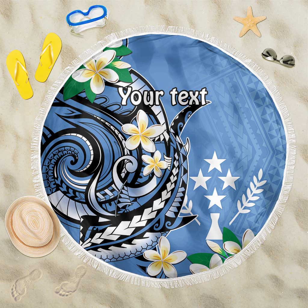 FSM Kosrae Polynesian Shark Tattoo Personalised Beach Blanket LT9 One Size 150cm Blue - Polynesian Pride