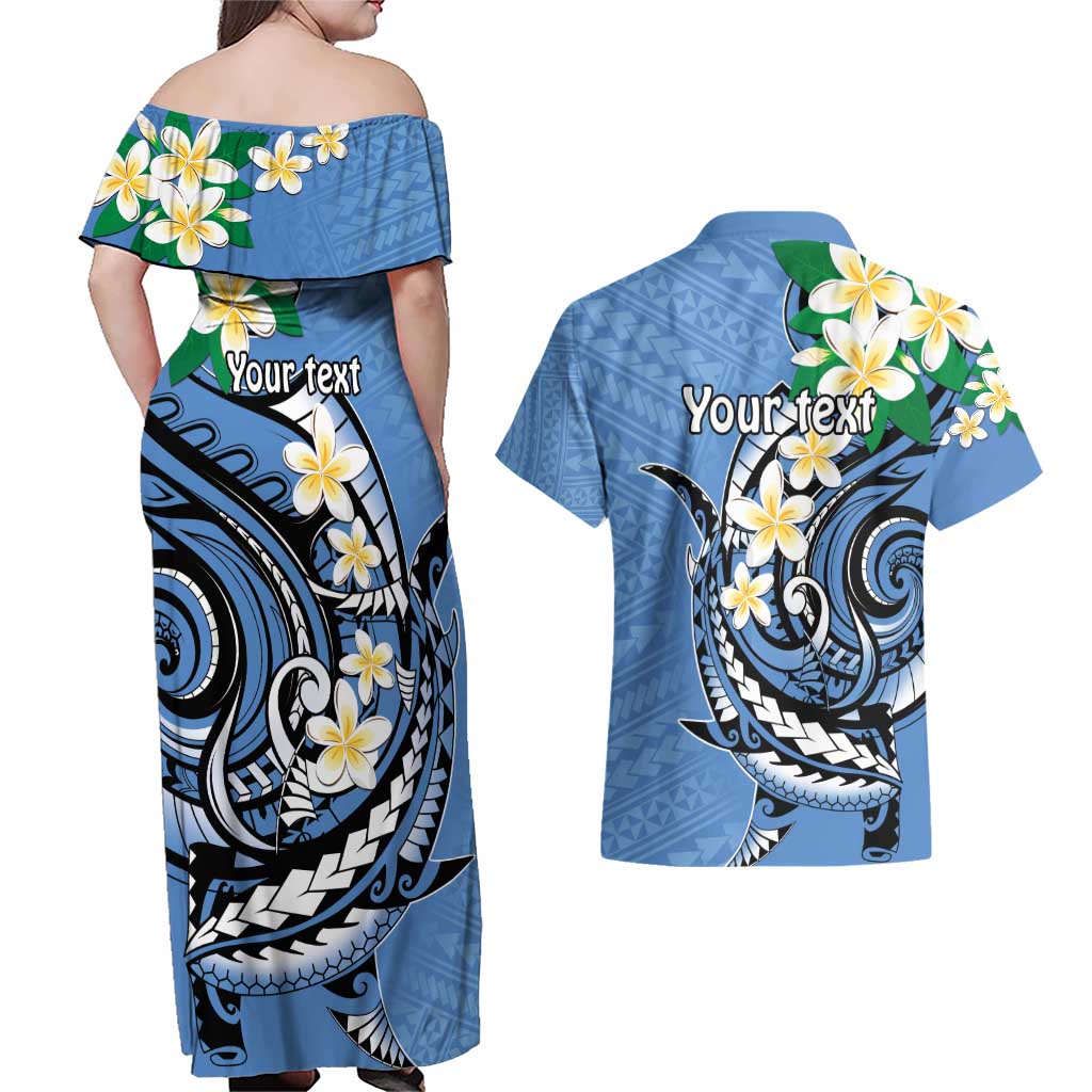 FSM Kosrae Polynesian Shark Tattoo Personalised Couples Matching Off Shoulder Maxi Dress and Hawaiian Shirt LT9 - Polynesian Pride
