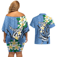 FSM Kosrae Polynesian Shark Tattoo Personalised Couples Matching Off Shoulder Short Dress and Hawaiian Shirt LT9 - Polynesian Pride