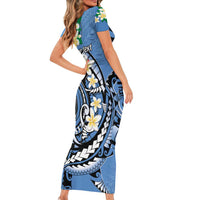 FSM Kosrae Polynesian Shark Tattoo Personalised Family Matching Short Sleeve Bodycon Dress and Hawaiian Shirt LT9 - Polynesian Pride