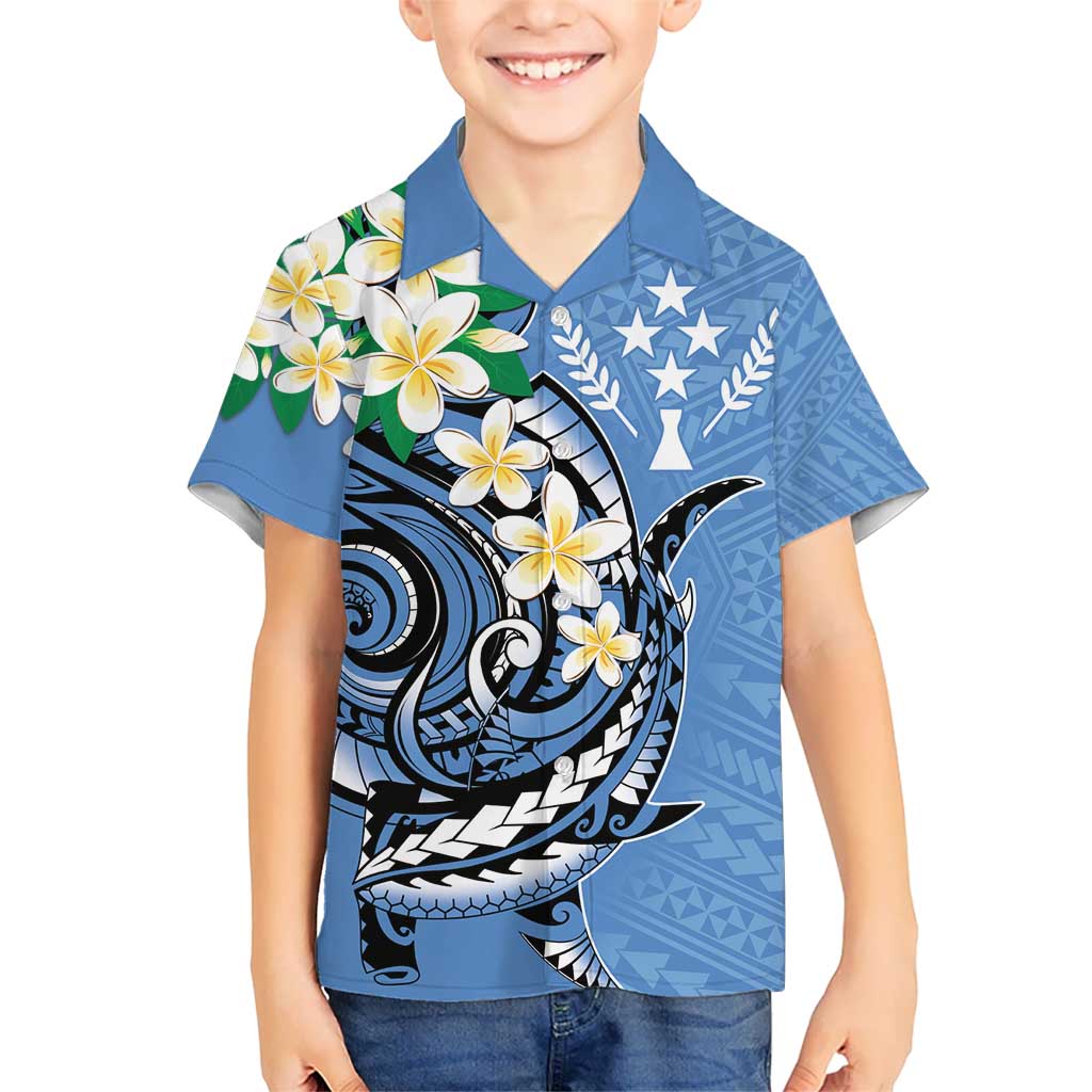 FSM Kosrae Polynesian Shark Tattoo Personalised Kid Hawaiian Shirt LT9 Kid Blue - Polynesian Pride