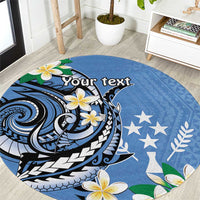 FSM Kosrae Polynesian Shark Tattoo Personalised Round Carpet LT9 Blue - Polynesian Pride