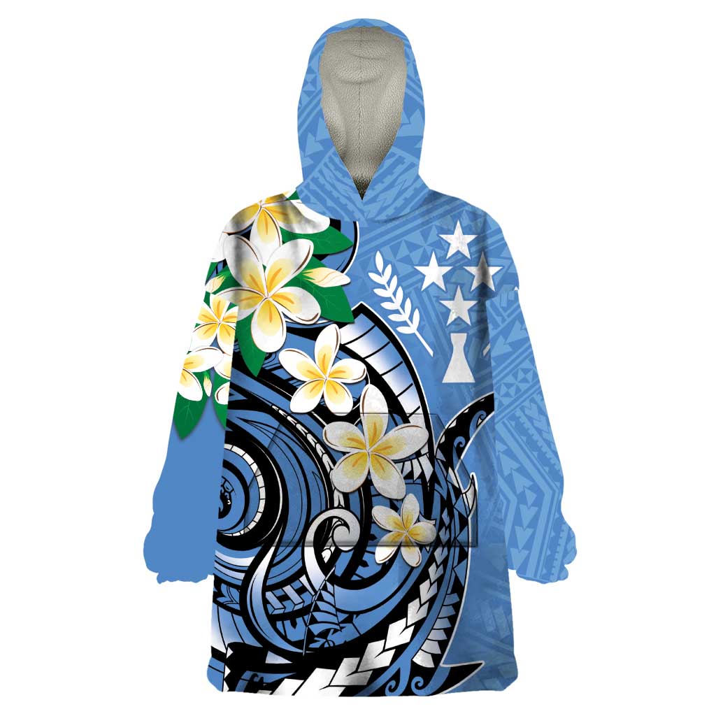 FSM Kosrae Polynesian Shark Tattoo Personalised Wearable Blanket Hoodie LT9 One Size Blue - Polynesian Pride