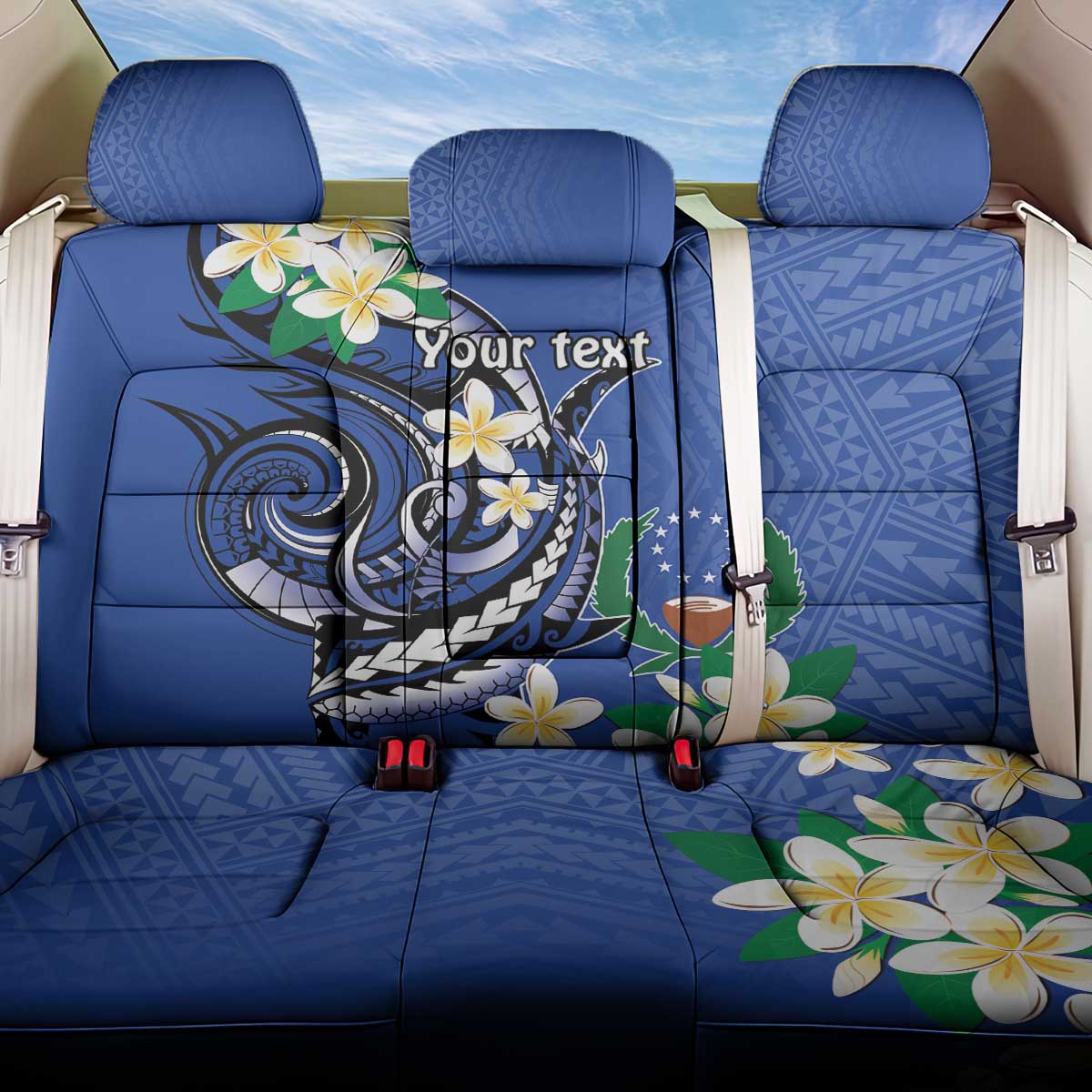 FSM Pohnpei Polynesian Shark Tattoo Personalised Back Car Seat Cover LT9 One Size Blue - Polynesian Pride