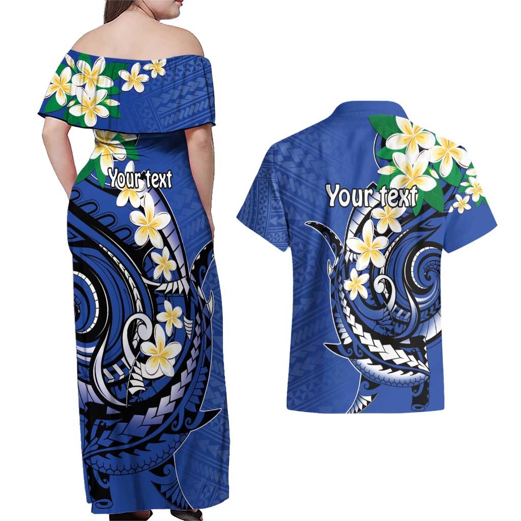 FSM Pohnpei Polynesian Shark Tattoo Personalised Couples Matching Off Shoulder Maxi Dress and Hawaiian Shirt LT9 - Polynesian Pride